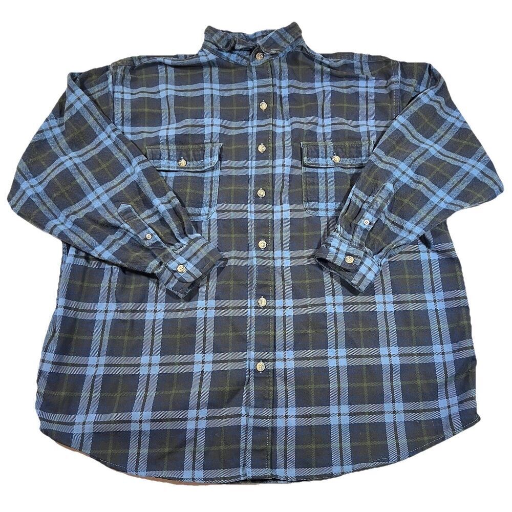 Moose Creek Blue Tartan Plaid Heavyweight  Cotton Button Up Flannel Men’s XXL